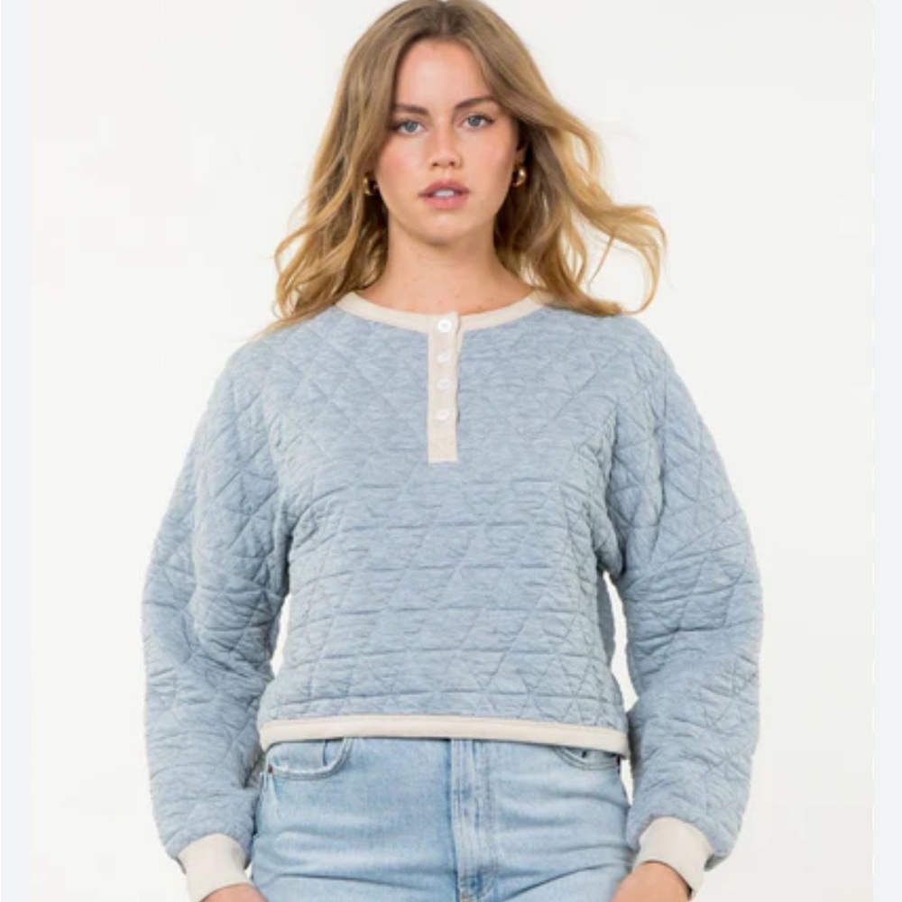 THML Light Grey Quilted Sweatshirt - Picture 3 of 9